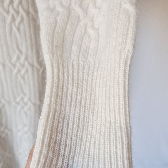 Vintage Liz Claiborne Lambswool Angora Cable-Knit Button-Up Sweater Dress Ivory - Picture 5 of 12